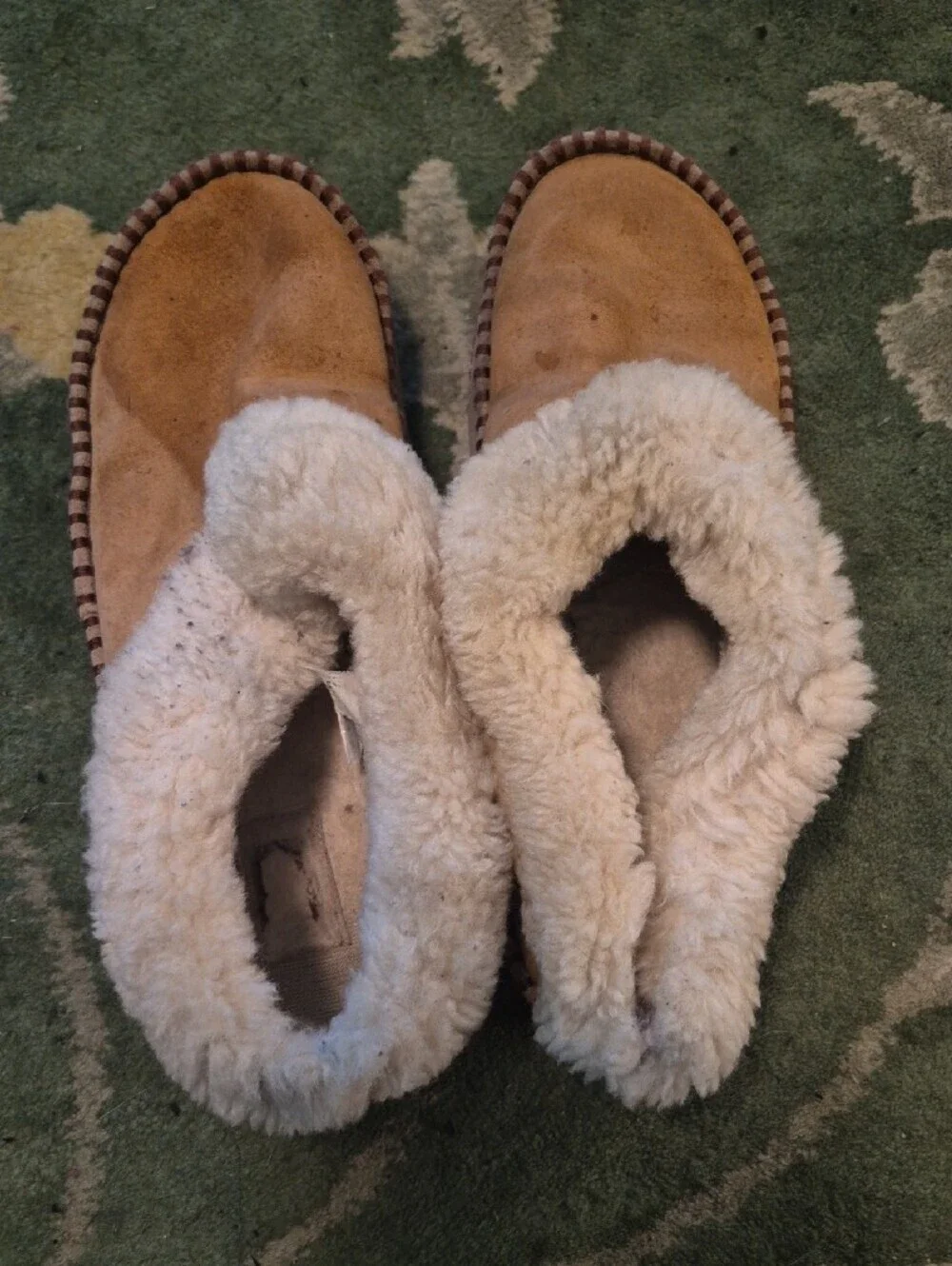 UGG Tan Suede Faux-Shearling Cuff Slip-On Winter Boots